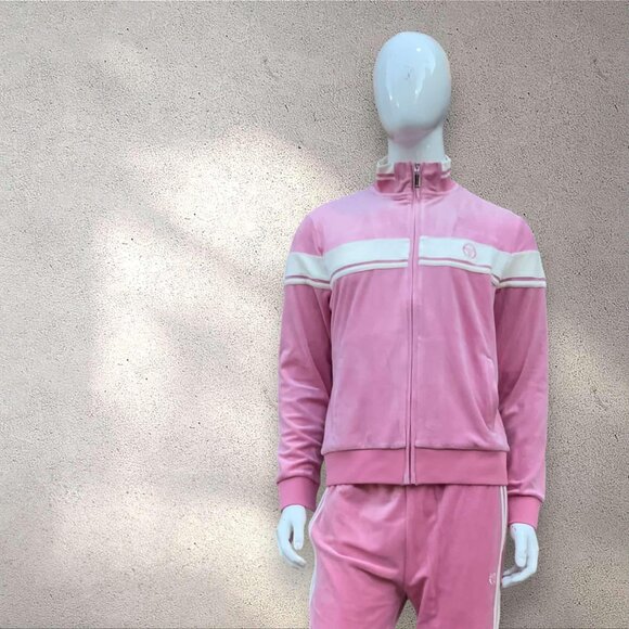 Men’s Sergio Tacchini Pink | Gardenia Pipping Velour Full Zip Tracksuit NWT - Picture 4 of 6